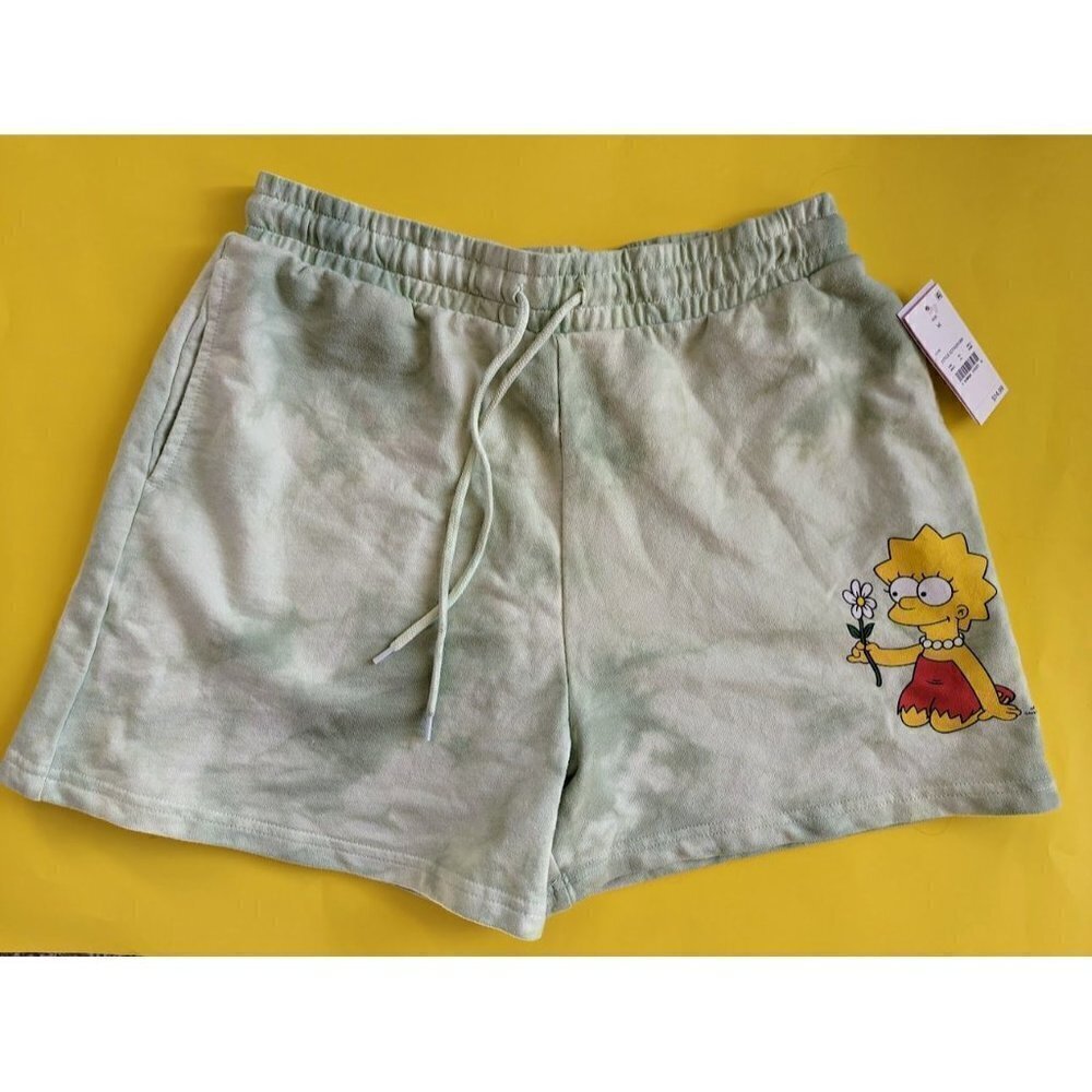 THE SIMPSONS Lisa Simpson Tie Dye Green Pull-On Shorts M *NEW*